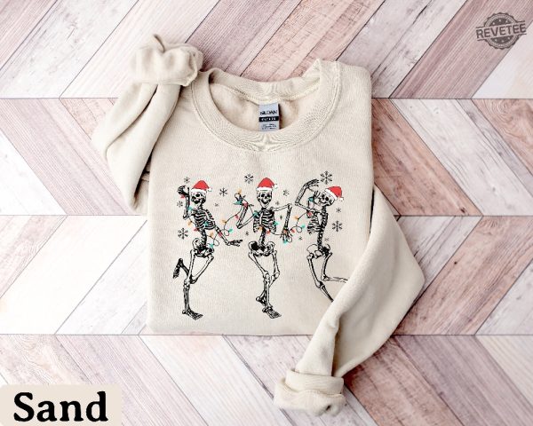 Christmas Dancing Skeleton Sweatshirt Skeleton Christmas Shirt Christmas Crewneck Holiday Sweater New Year Shirt Christmas Lights Shirt Unique revetee 3