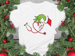 Grinch Nurse Shirt Christmas Nurse Tee Nurse Stethoscope Shirt Merry Grinchmas Shirt Nursing Christmas Shirt Nurse Student Gift Unique revetee 2 1