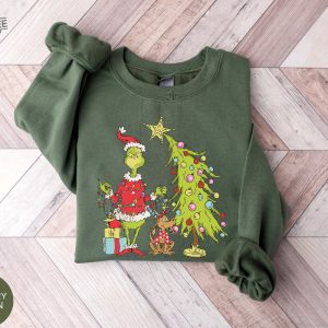 Grinch Christmas Tree Sweatshirt Grinch Max Tree Shirt Whimsical Grinch Tree Christmas Sweatshirt Grinchmas Whoville Grinch Christmas Unique revetee 4