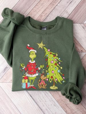 Grinch Christmas Tree Sweatshirt Grinch Max Tree Shirt Whimsical Grinch Tree Christmas Sweatshirt Grinchmas Whoville Grinch Christmas Unique revetee 4