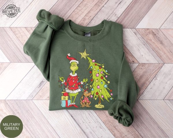 Grinch Christmas Tree Sweatshirt Grinch Max Tree Shirt Whimsical Grinch Tree Christmas Sweatshirt Grinchmas Whoville Grinch Christmas Unique revetee 4