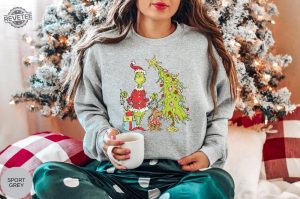 Grinch Christmas Tree Sweatshirt Grinch Max Tree Shirt Whimsical Grinch Tree Christmas Sweatshirt Grinchmas Whoville Grinch Christmas Unique revetee 5