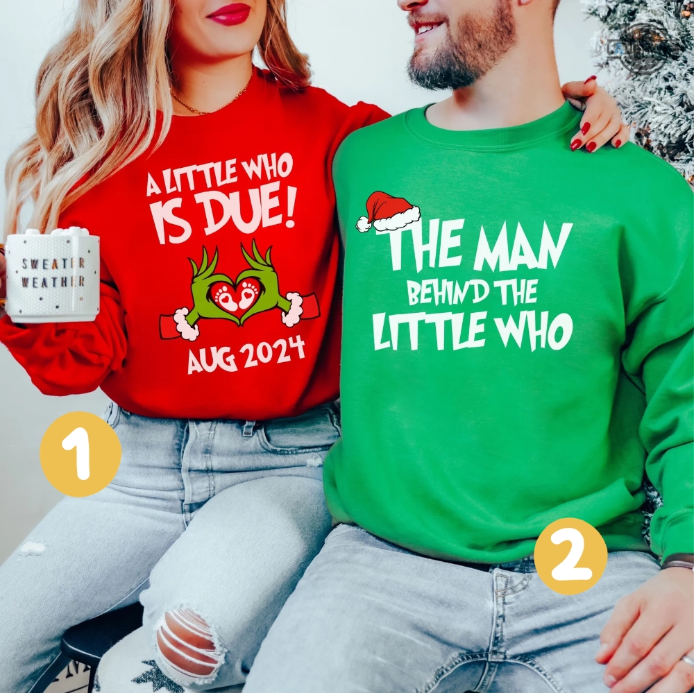 Grinch Sweatshirt Womens Mens Tshirt Hoodie Custom Grinchmas Couples Pregnancy Announcement Expecting Parents Christmas Baby Shower