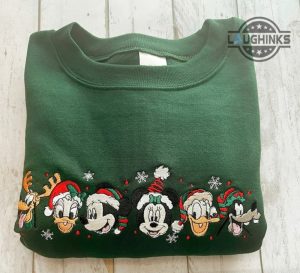 disney christmas sweater tshirt hoodie sweatshirt embroidered mickey and friends shirts disneyland pluto goofy daisy donald minnie laughinks 1