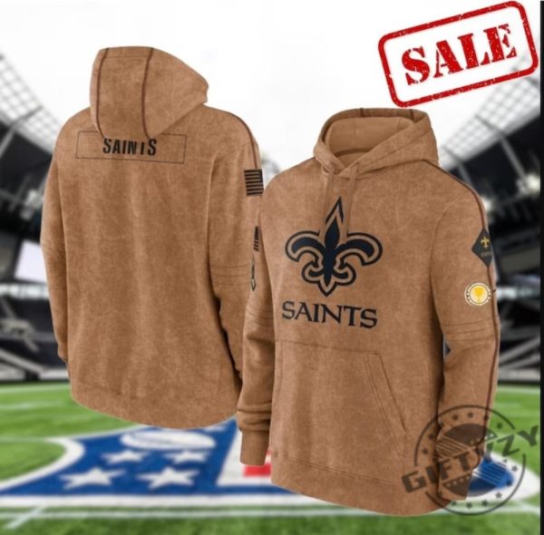 New Orleans Football Stitched Brown 2023 Tshirt Salute To Service Club Pullover Hoodie Saints Sweatshirt American Football 3D Shirt giftyzy 1