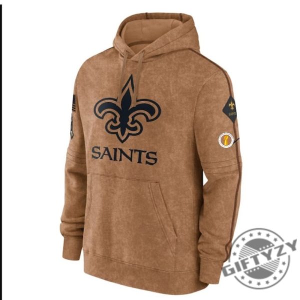 New Orleans Football Stitched Brown 2023 Tshirt Salute To Service Club Pullover Hoodie Saints Sweatshirt American Football 3D Shirt giftyzy 3
