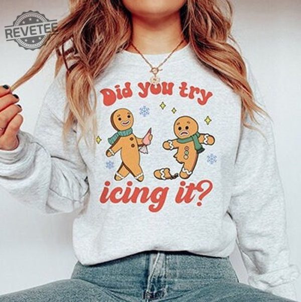 Try Icing It Funny Christmas Sweater Gingerbread Humor Sweatshirt Pt Physical Therapist Athletic Trainer Xmas Crewneck Ugly Sweater Party Unique revetee 2