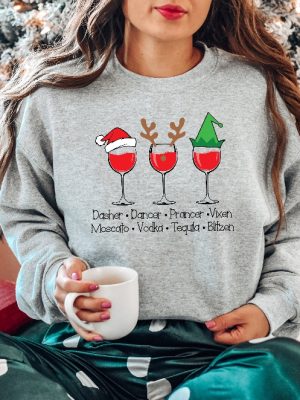 Dasher Dancer Prancer Vixen Moscato Vodka Tequila Blitzen Shirt Drinking Christmas Shirt Christmas Party Shirt Christmas Gift Unique revetee 3