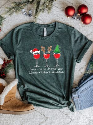 Dasher Dancer Prancer Vixen Moscato Vodka Tequila Blitzen Shirt Drinking Christmas Shirt Christmas Party Shirt Christmas Gift Unique revetee 4