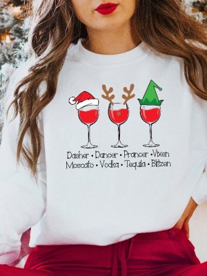 Dasher Dancer Prancer Vixen Moscato Vodka Tequila Blitzen Shirt Drinking Christmas Shirt Christmas Party Shirt Christmas Gift Unique revetee 5