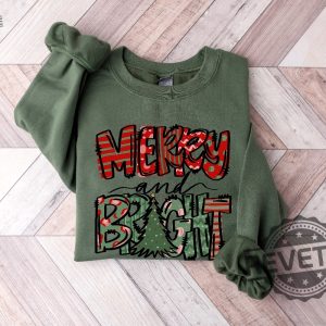 Merry And Bright Sweatshirt Christmas Sweatshirt Family Christmas Sweatshirt Christmas Sweatshirts For Women Merry Christmas Sweatshirt Unique revetee 2 5