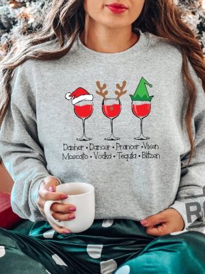 Dasher Dancer Prancer Vixen Moscato Vodka Tequila Blitzen Shirt Drinking Christmas Shirt Christmas Party Shirt Christmas Gift Unique revetee 2 1