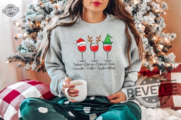 Dasher Dancer Prancer Vixen Moscato Vodka Tequila Blitzen Shirt Drinking Christmas Shirt Christmas Party Shirt Christmas Gift Unique revetee 2 1