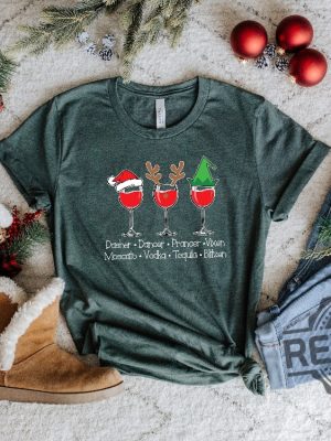 Dasher Dancer Prancer Vixen Moscato Vodka Tequila Blitzen Shirt Drinking Christmas Shirt Christmas Party Shirt Christmas Gift Unique revetee 3 1