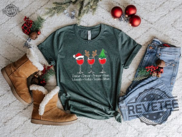 Dasher Dancer Prancer Vixen Moscato Vodka Tequila Blitzen Shirt Drinking Christmas Shirt Christmas Party Shirt Christmas Gift Unique revetee 3 1