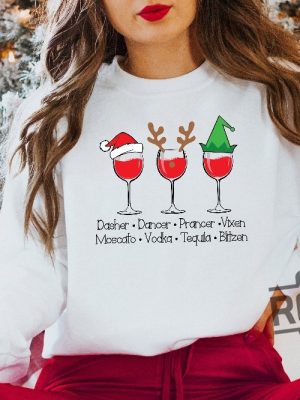 Dasher Dancer Prancer Vixen Moscato Vodka Tequila Blitzen Shirt Drinking Christmas Shirt Christmas Party Shirt Christmas Gift Unique revetee 4 1