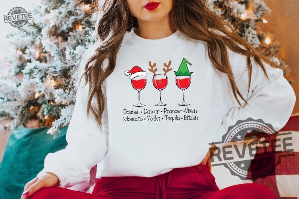 Dasher Dancer Prancer Vixen Moscato Vodka Tequila Blitzen Shirt Drinking Christmas Shirt Christmas Party Shirt Christmas Gift Unique revetee 4 1