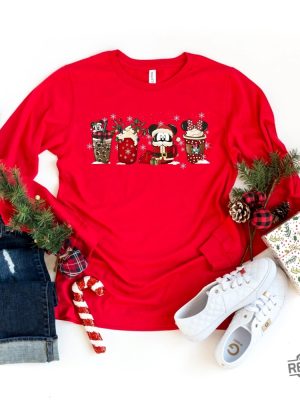 Christmas Long Sleeve Tee Cute Disney Mickey Minnie Shirt Christmas Coffee Cute Christmas Shirts Disney Christmas Coffee Shirts Disney Gift Unique revetee 2