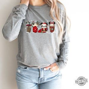 Christmas Long Sleeve Tee Cute Disney Mickey Minnie Shirt Christmas Coffee Cute Christmas Shirts Disney Christmas Coffee Shirts Disney Gift Unique revetee 3