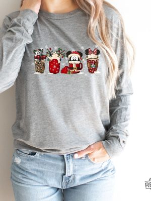 Christmas Long Sleeve Tee Cute Disney Mickey Minnie Shirt Christmas Coffee Cute Christmas Shirts Disney Christmas Coffee Shirts Disney Gift Unique revetee 3