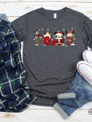 Christmas Long Sleeve Tee Cute Disney Mickey Minnie Shirt Christmas Coffee Cute Christmas Shirts Disney Christmas Coffee Shirts Disney Gift Unique revetee 5