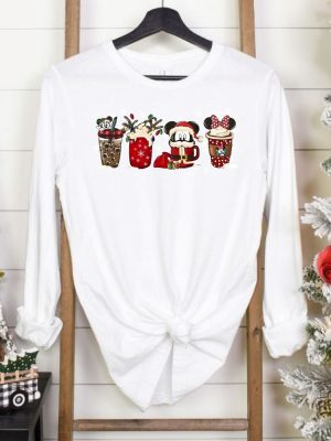 Christmas Long Sleeve Tee Cute Disney Mickey Minnie Shirt Christmas Coffee Cute Christmas Shirts Disney Christmas Coffee Shirts Disney Gift Unique revetee 6