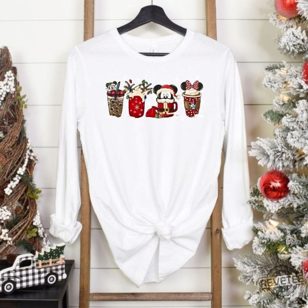 Christmas Long Sleeve Tee Cute Disney Mickey Minnie Shirt Christmas Coffee Cute Christmas Shirts Disney Christmas Coffee Shirts Disney Gift Unique revetee 6