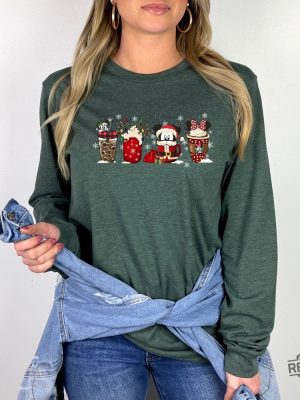 Christmas Long Sleeve Tee Cute Disney Mickey Minnie Shirt Christmas Coffee Cute Christmas Shirts Disney Christmas Coffee Shirts Disney Gift Unique revetee 7