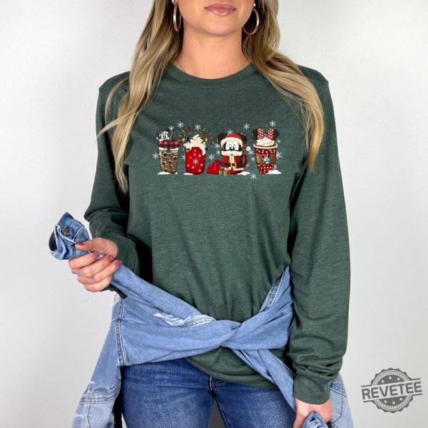 Christmas Long Sleeve Tee Cute Disney Mickey Minnie Shirt Christmas Coffee Cute Christmas Shirts Disney Christmas Coffee Shirts Disney Gift Unique revetee 7