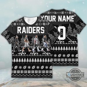 raiders christmas sweater custom las vegas raiders walking abbey road ugly artificial wool sweatshirt personalized football nfl shirts laughinks 2