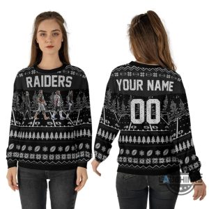 raiders christmas sweater custom las vegas raiders walking abbey road ugly artificial wool sweatshirt personalized football nfl shirts laughinks 4