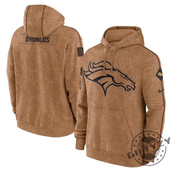 Denver Broncos Football Stitched Brown 2023 Tshirt Salute To Service Club Pullover Hoodie Denver Sweatshirt American Football 3D Shirt giftyzy 1