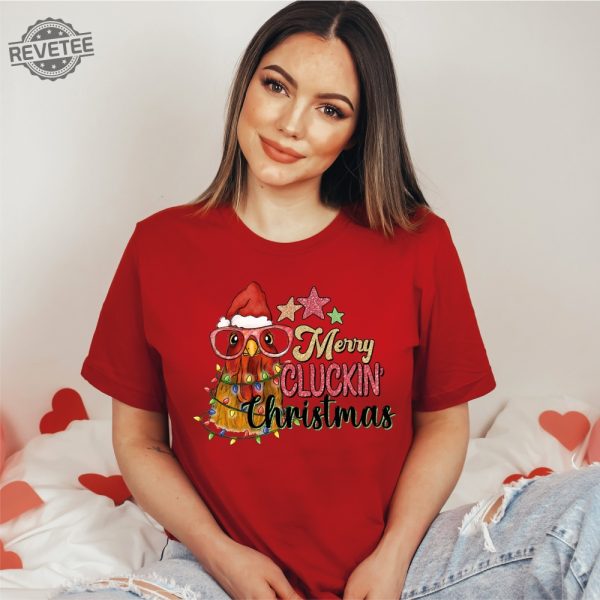 Christmas Chicken Shirt Farm Animal Christmas Shirt Glitter Effect Shirt Funny Chicken Lover Tshirt Christmas Lights Tee Xmas Chicken Unique revetee 3