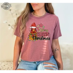 Christmas Chicken Shirt Farm Animal Christmas Shirt Glitter Effect Shirt Funny Chicken Lover Tshirt Christmas Lights Tee Xmas Chicken Unique revetee 5