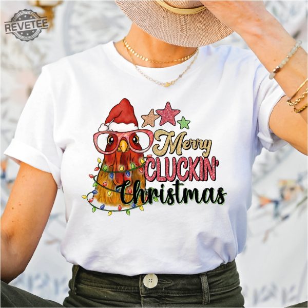 Christmas Chicken Shirt Farm Animal Christmas Shirt Glitter Effect Shirt Funny Chicken Lover Tshirt Christmas Lights Tee Xmas Chicken Unique revetee 7