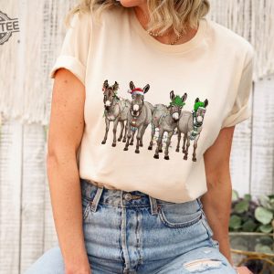 Christmas Donkey Shirt Farm Christmas Donkey Shirt Christmas Lights Shirt Donkey Lover Gift Christmas Season Shirt Christmas Gifts Unique revetee 5