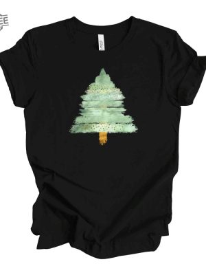 Christmas Tee Beautiful Green Brushstrokes Tree Christmas Tree Design On Premium Unisex Shirt Unique revetee 2