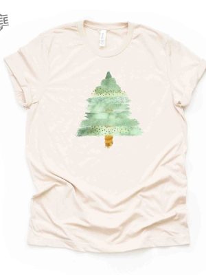 Christmas Tee Beautiful Green Brushstrokes Tree Christmas Tree Design On Premium Unisex Shirt Unique revetee 3