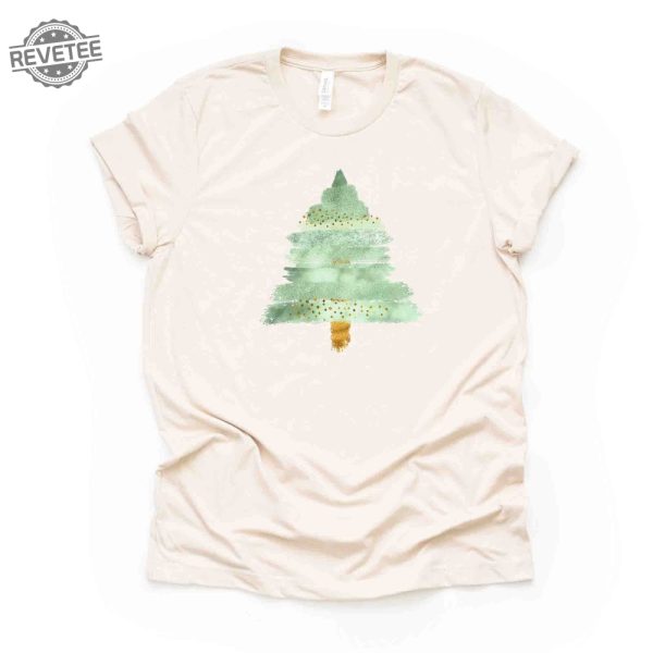 Christmas Tee Beautiful Green Brushstrokes Tree Christmas Tree Design On Premium Unisex Shirt Unique revetee 3