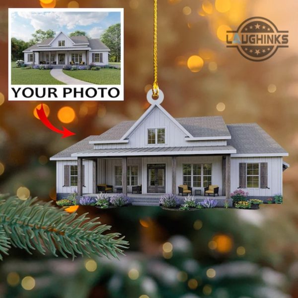 custom house ornament upload houses photo acrylic ornaments 2 sided home picture christmas tree decorations 2023 xmas gift for family laughinks 2