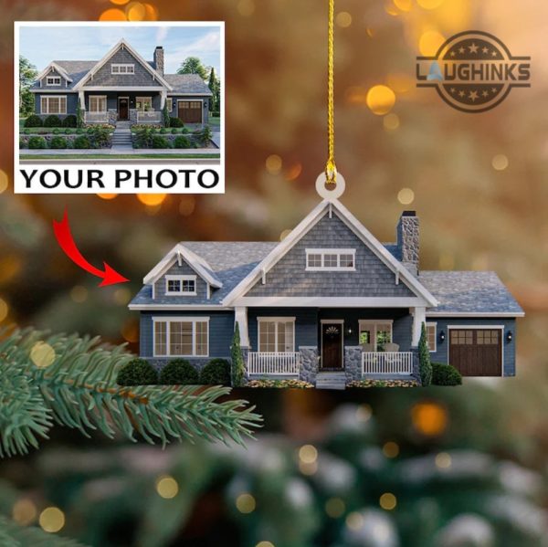 custom house ornament upload houses photo acrylic ornaments 2 sided home picture christmas tree decorations 2023 xmas gift for family laughinks 5