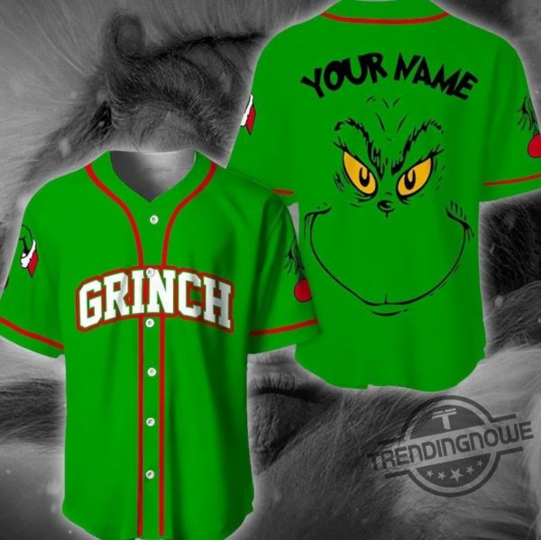 Personalized Boys Grinch Shirt Christmas Grinch Baseball Jersey Grinchmas The Grinch Jersey Grinch Christmas Shirt Xmas Gift trendingnowe.com 1