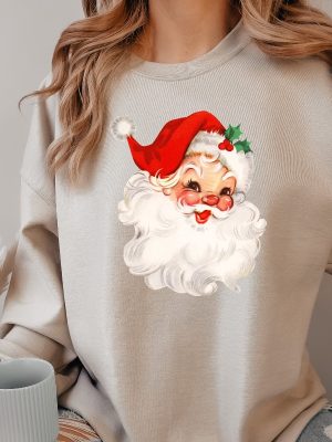 Retro Santa Sweatshirt Vintage Santa Sweatshirt Retro Christmas Santa Holiday Clothing Women Christmas Sweatshirt For Woman Holiday Unique revetee 4