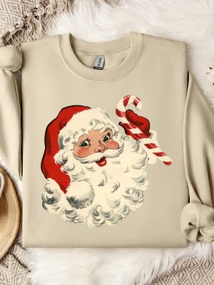 Santa Christmas Sweater Vintage Santa Claus Face Sweatshirt Retro Christmas Clothing Santaface Festive Holiday Sweatshirt Unique revetee 5