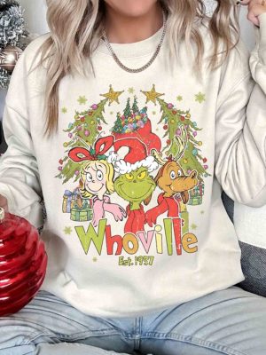 Retro Whoville Est 1957 Shirt Whoville Sweatshirt Grinch Christmas Sweatshirt Grinchmas Shirt Christmas Sweater Christmas Gift Unique revetee 3