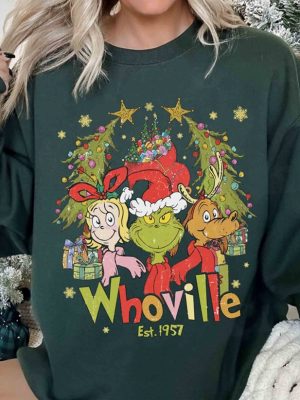 Retro Whoville Est 1957 Shirt Whoville Sweatshirt Grinch Christmas Sweatshirt Grinchmas Shirt Christmas Sweater Christmas Gift Unique revetee 5