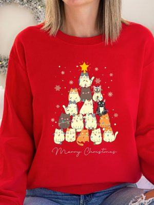 Christmas Cat Tree Sweatshirt Christmas Cats Sweatshirt Meow Christmas Sweatshirt Cat Lover Gift Holiday Sweatshirt Cute Christmas Sweater Unique revetee 3