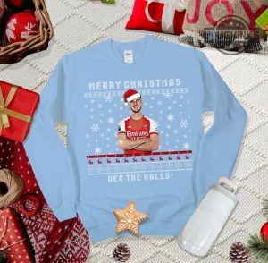 arsenal christmas jumper tshirt hoodie sweatshirt mens womens declan rice dec the halls xmas ugly sweater gift for football fan arsenal fc soccer shirts laughinks 1