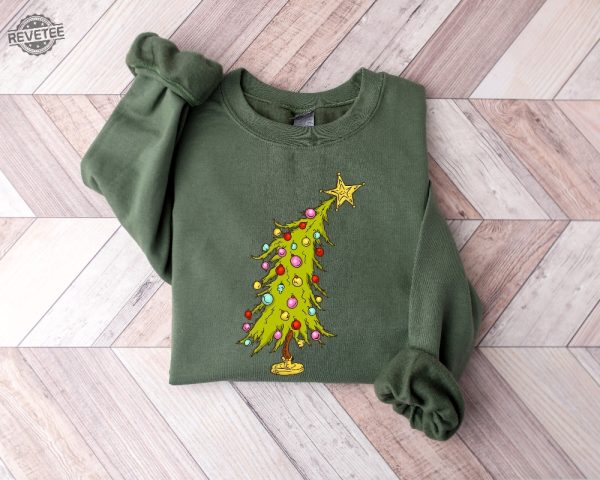 Whimsical Christmas Tree Shirt Whoville Tree Sweatshirt Whimsical Grinch Tree Trendy Christmas Tree Sweatshirt Grinch Tree Merry Tshirt Unique revetee 4