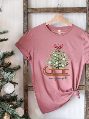 Christmas Shirts For Women Merry And Bright Shirt Christmas Tee Shirt Christmas Tree Shirt Christmas Tees Holiday Shirts Winter Shirt Unique revetee 2